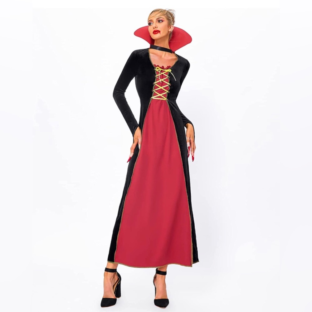 GIKING Women Halloween Costumes Adult Victorian Vampire Lac-Up Bodice Bustier - Picture 3 of 13